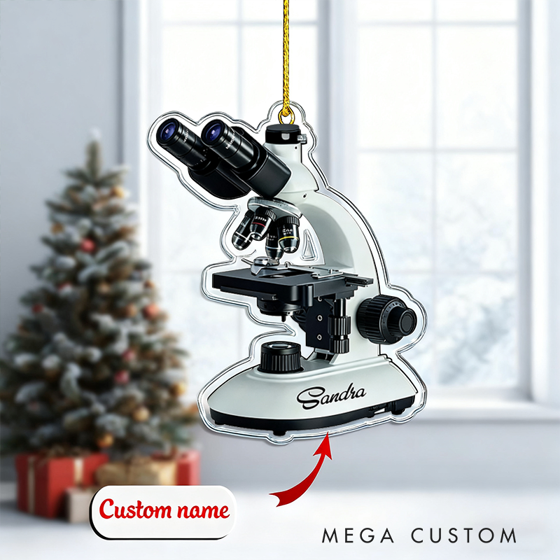 Personalized Teacher Christmas Ornament Microscope Design Acrylic Ornament for Teachers