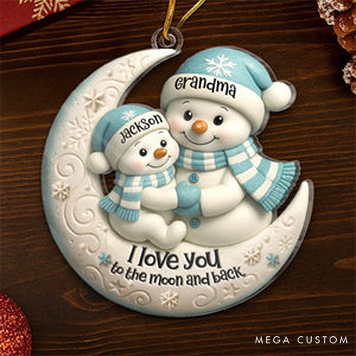 Personalized Acrylic Ornament Family Smiles with Snowman Magic Happiness Christmas Ornament 