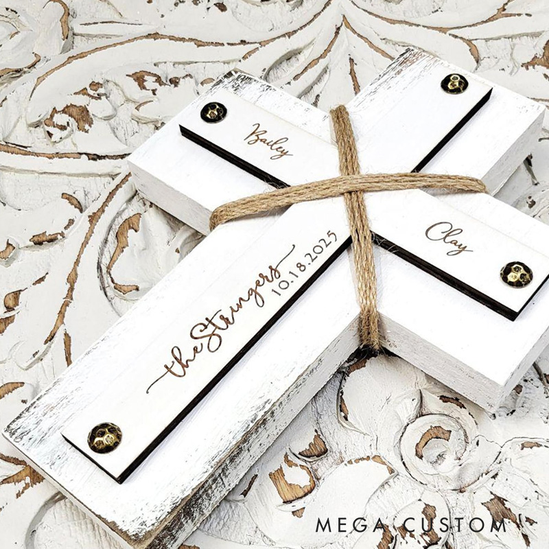 Personalized Love Never Fails Wood Wall Cross with Name Home Decor Wedding Gift Religious Gift 