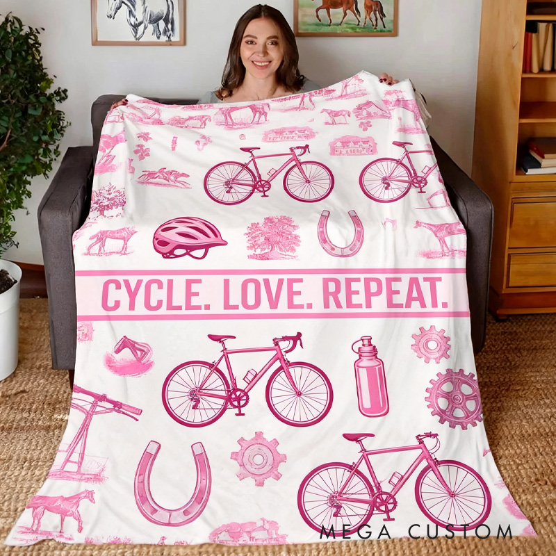 Personalized Mountain Bike Western Horse Soft Throw Blanket with Text Home Decor Birthday Anniversary Equestrian Competition Gift for Riding Lover