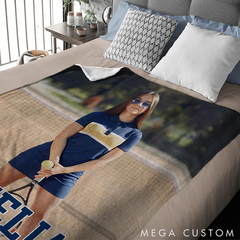 Personalized Soft Sports Blanket with Photo Name and Number Ideal Gift for Sports Lovers