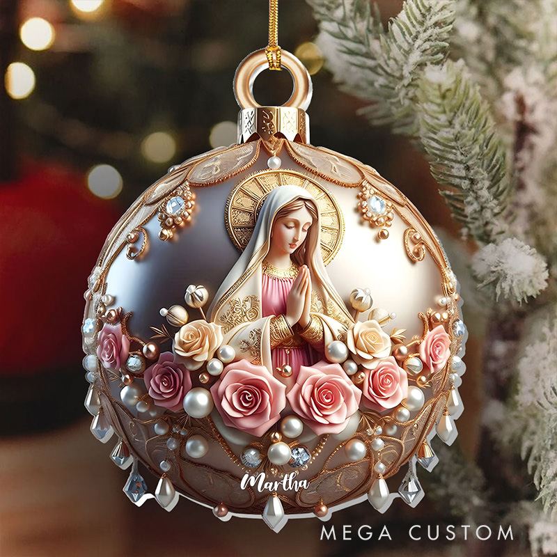 Personalized Believe Virgin Mary Acrylic Ornament with Name Religious Gift Faith Gift for Christians