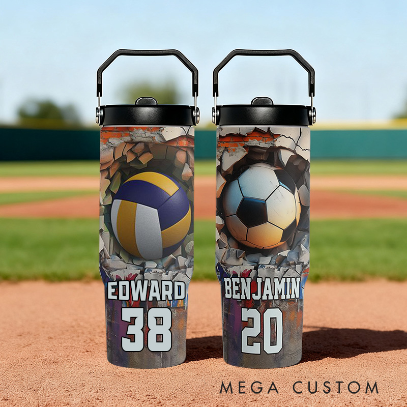 Personalized Sports 30oz Tumbler with Name and Number A Perfect Gift for Athletes and Fans