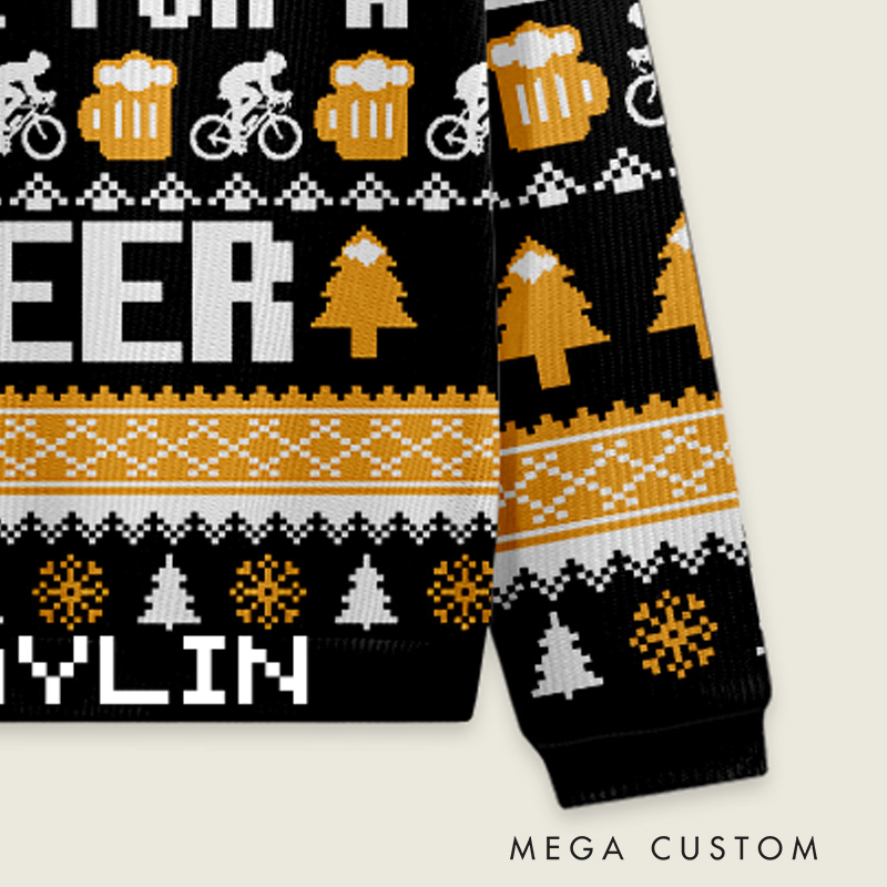 Personalized Ugly Christmas Sweater Bear Cycling Santa Christmas Sweater Holiday Gift for Cyclists Unise