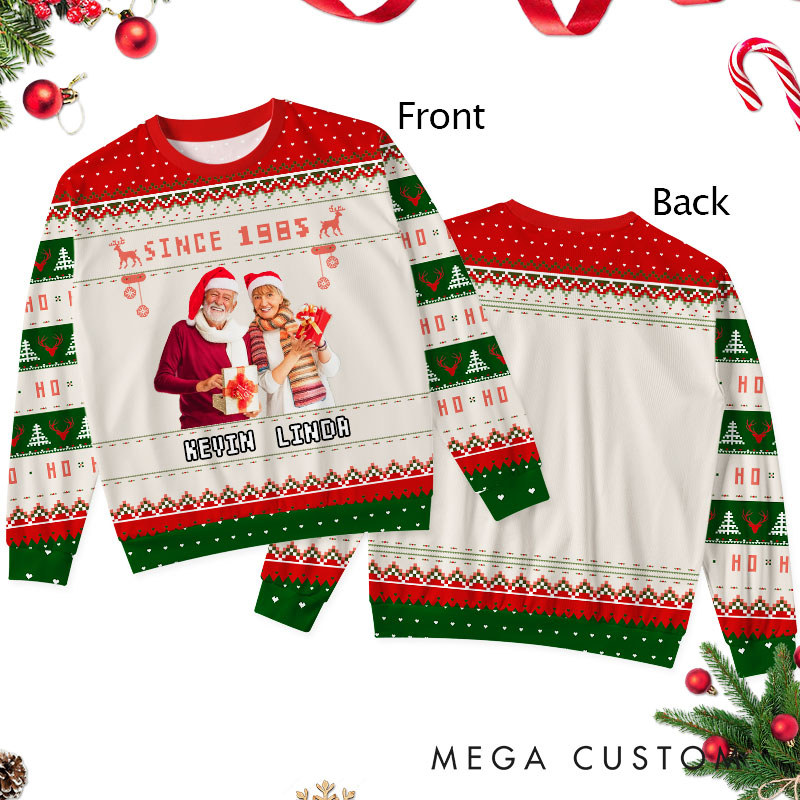 Personalized Couple Photo Christmas Ugly Sweater Husband Wife Xmas Sweater with Photo Couple Anniversary Gift Ugly Sweater Boyfriend Girlfriend Gift
