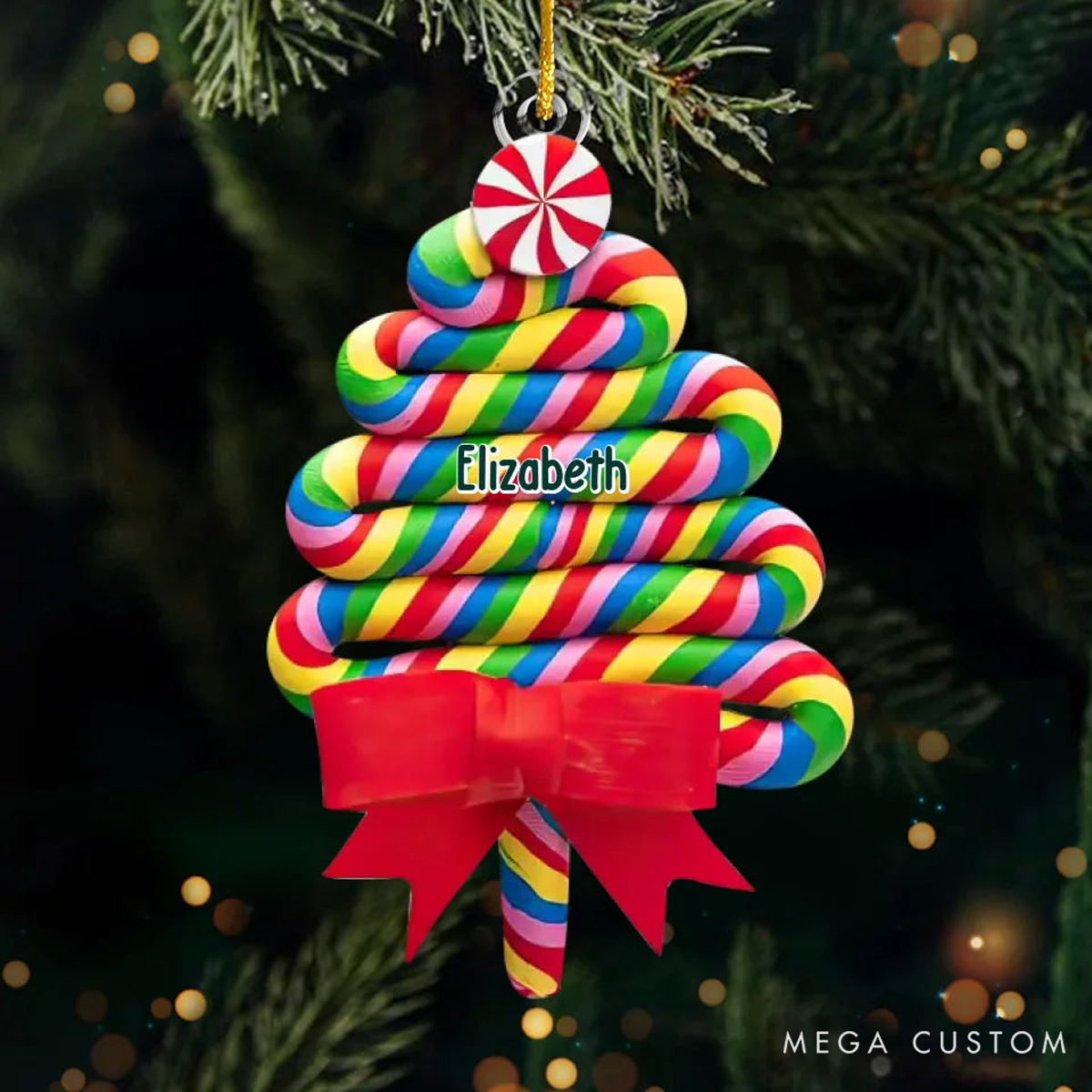 Personalized Acrylic Candy and Christmas Cheer Bring Gift and Happiness Christmas Ornament 