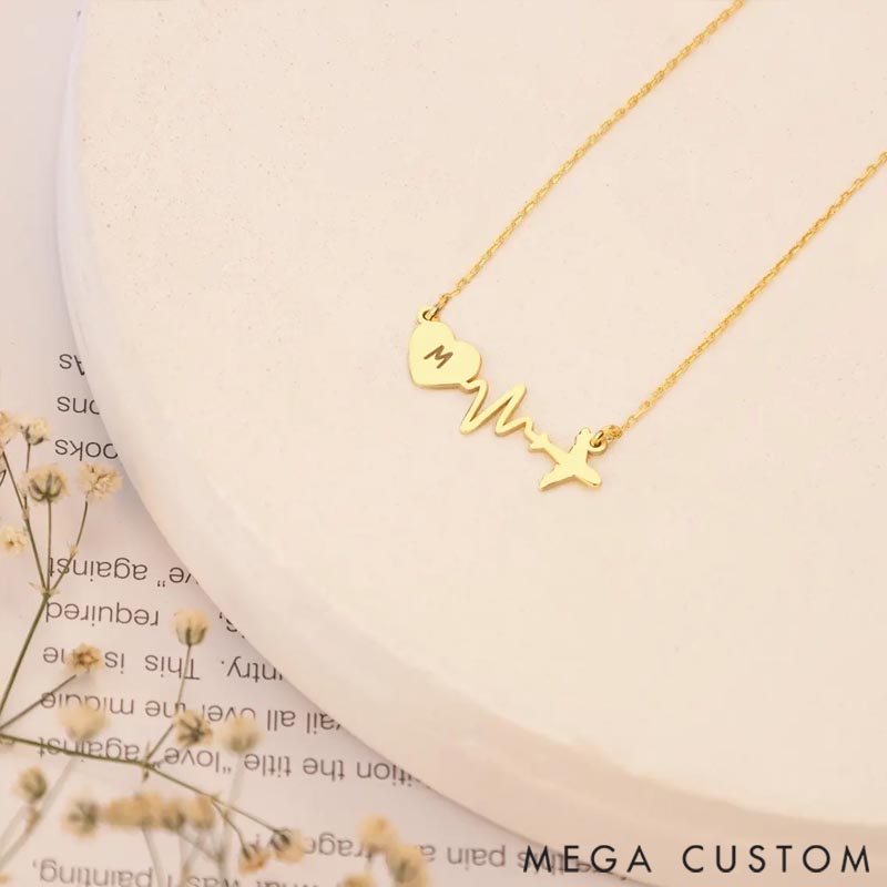 Personalized Airplane Necklace with Custom Initials Gift for Travel Lovers