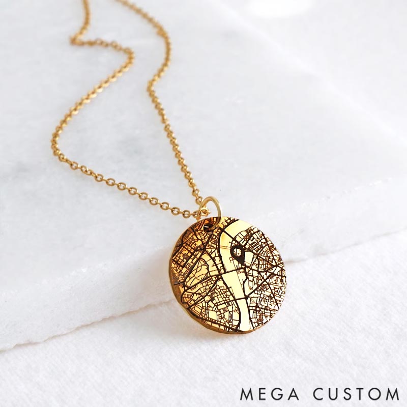 Personalized Coordinate Map Necklace Where We Met Gift for Her Travel Lovers