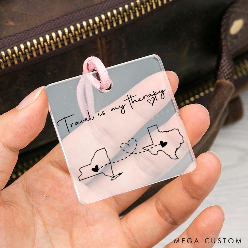Personalized Travel Luggage Tags Heart Map Gift for Travel Lovers