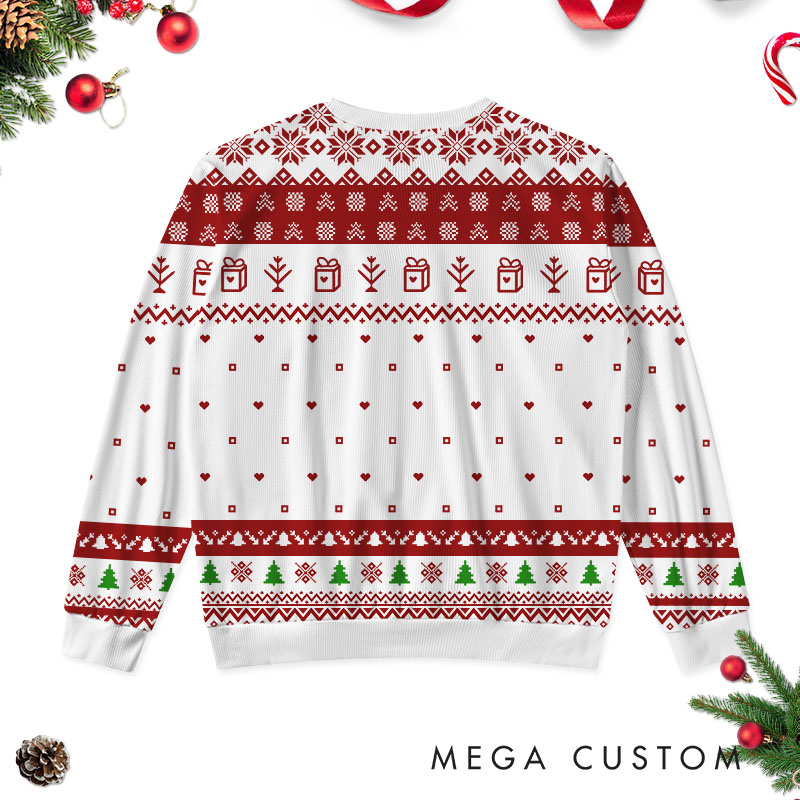 Personalized Couple Dope Happy Christmas Ugly Sweater Couple Xmas Crewneck Sweatshirt Christmas Gift for Boyfriend Girlfriend Husband Wife