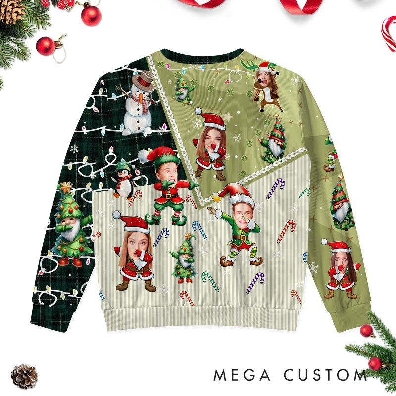 Personalized Playful Couple Photo Christmas Ugly Sweater Custom Couple Face Xmas Matching Crewneck Sweatshirt Christmas Gift for Husband Wife