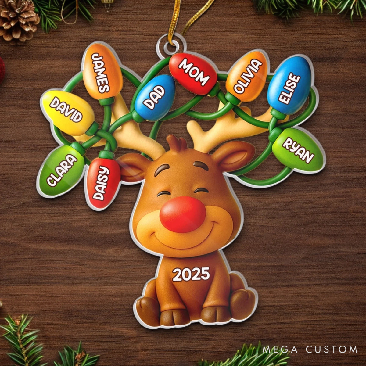 Personalized Acrylic Our Cute Festival Unique Reindeer Crew Holiday Christmas Ornament 