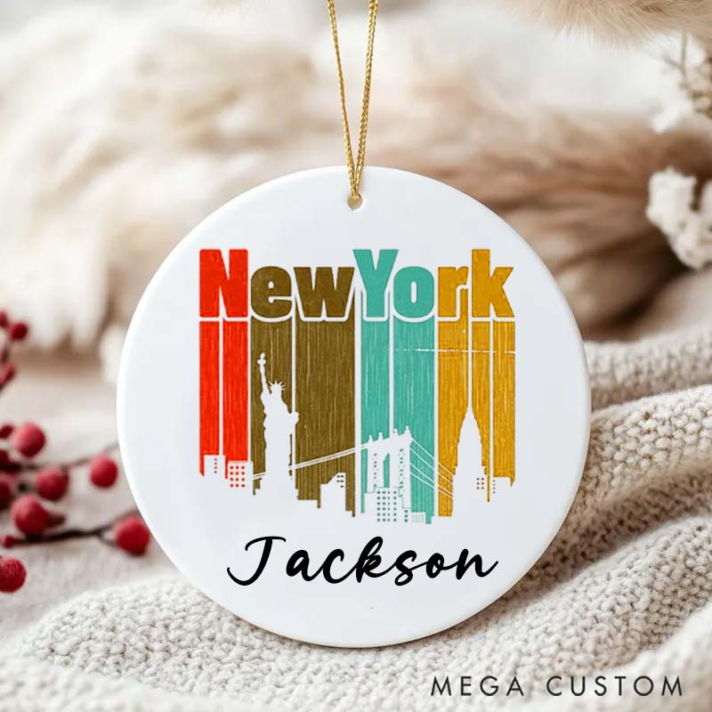 Personalized Ceramic Ornament New York Statue of Liberty Traveling Gift for Travel Lovers 