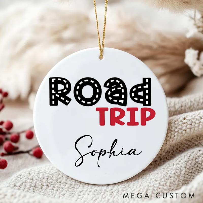 Personalized Ceramic Ornament Rode Trip Traveling Gift for Travel Lovers 