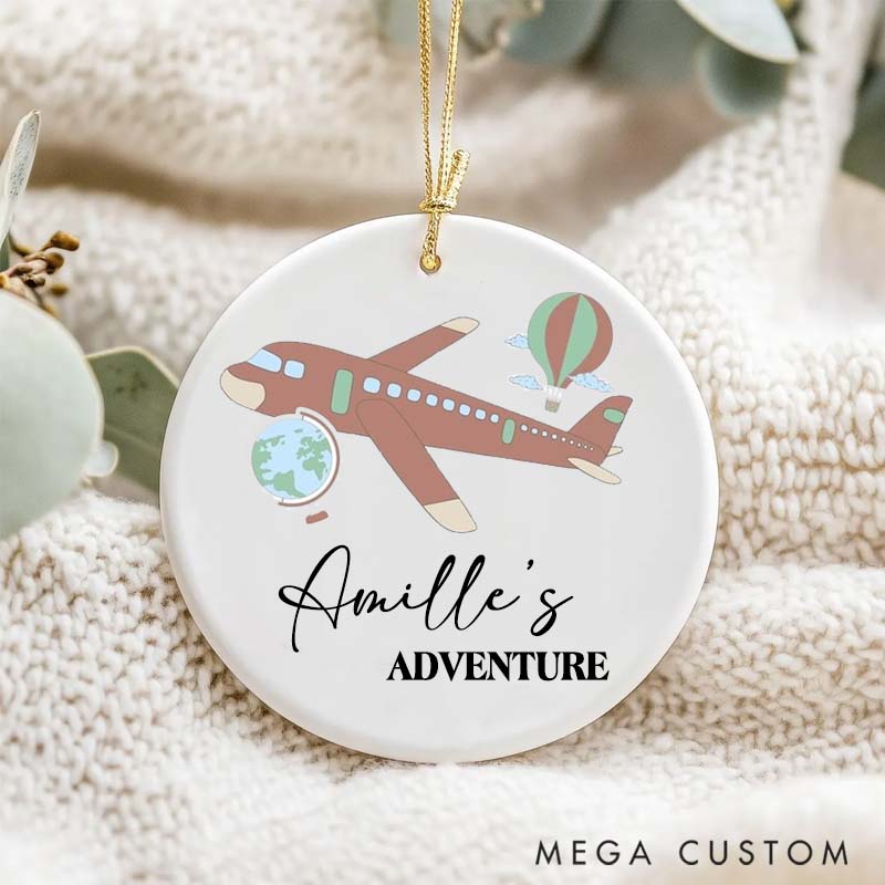 Personalized Ceramic Ornament Global Travel Adventure Traveling Gift for Travel Lovers 