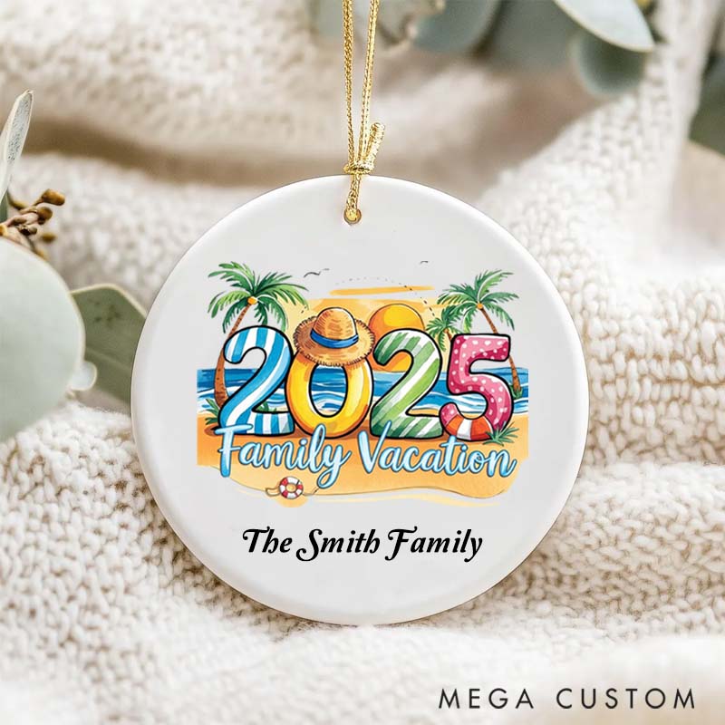 Personalized Ceramic Ornament 2025 Family Vacation Traveling Gift for Travel Families