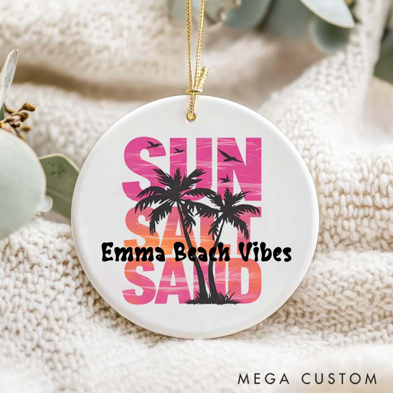 Personalized Ceramic Ornament Beach Vacation Traveling Gift for Travel Lovers