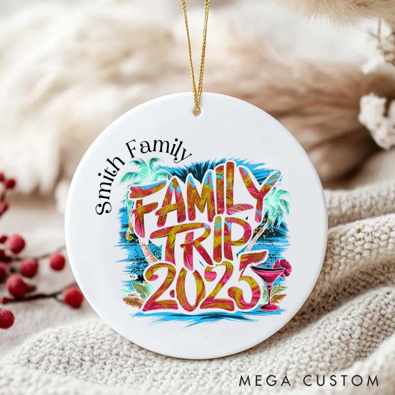 Personalized Ceramic Ornament Family Trip 2025 Traveling Gift for Travel Families