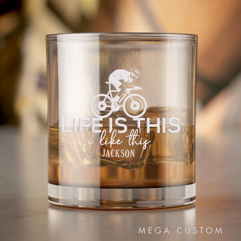 Personalized Biker Glasses Whiskey Wine Beer Glassware Gift Cyclist Rocks Glass Laser Engraved Bicycle Cyclist Gift