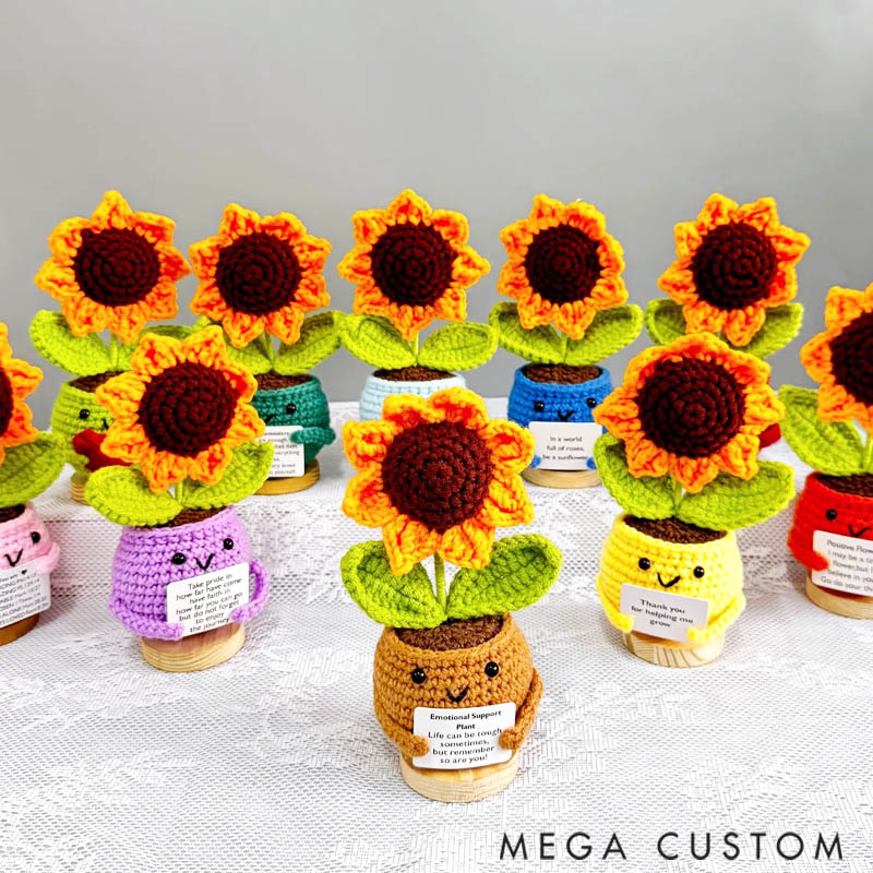 Personalized Crochet Sunflower Planter Home Decor Daily Positive Motivation Home Decor For Crochet Lovers