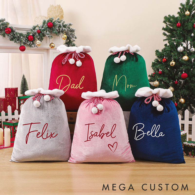 Personalized Large Santa Sack Christmas Family Santa Bag Stocking Sack with Name Christmas Gift Bag  Holiday Gift Bag Santa for Kids