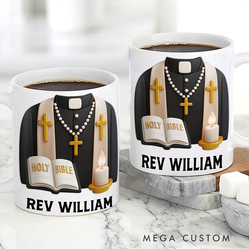 Personalized Thank you Pastor Holy Bible Ceramic Mug with Name Religious Gift Appreciation Gift for Pastor