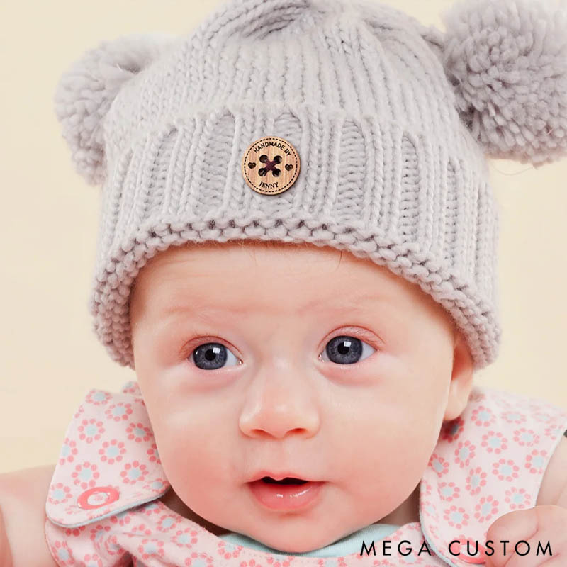 Personalized Handmade with Love Wooden Buttons Set of 10 Clothing Labels Gift for Mother Grandma Knitting Crocheting Lovers