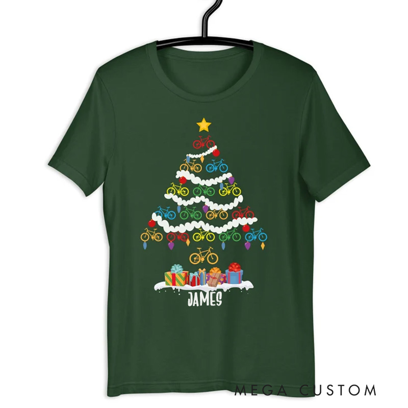 Personalized Cycling Classic T-shirt Christmas Bicycle Shirt Bicycle Xmas Ornaments Gift