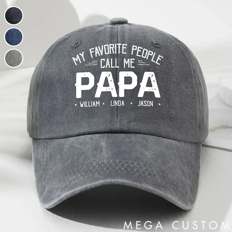 Personalized Custom Vintage Washed Denim Cap My Favorite People Call Me Daddy