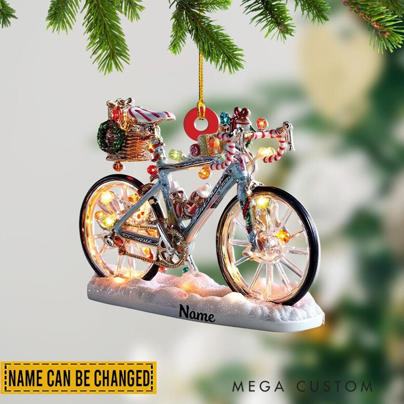 Personalized Bicycle Flat 2D Acrylic Christmas Ornament Road Bike Festive Racing Bicycle Decor
