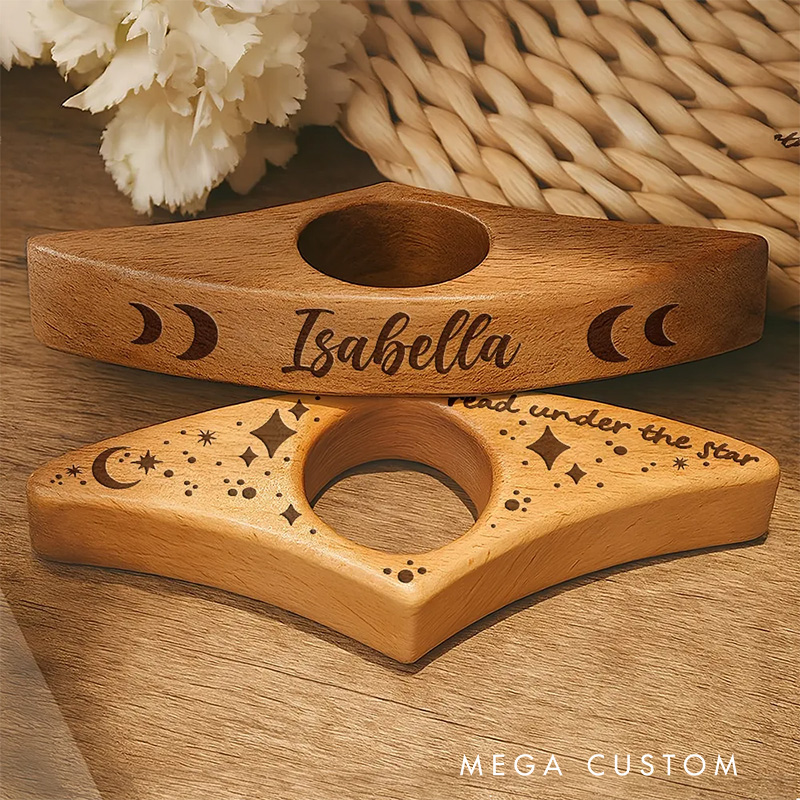 Personalized Read Under the Star Book Page Holder with Name Custom Wood Thumb Page Holder for Bookworm Gift for Book Lovers