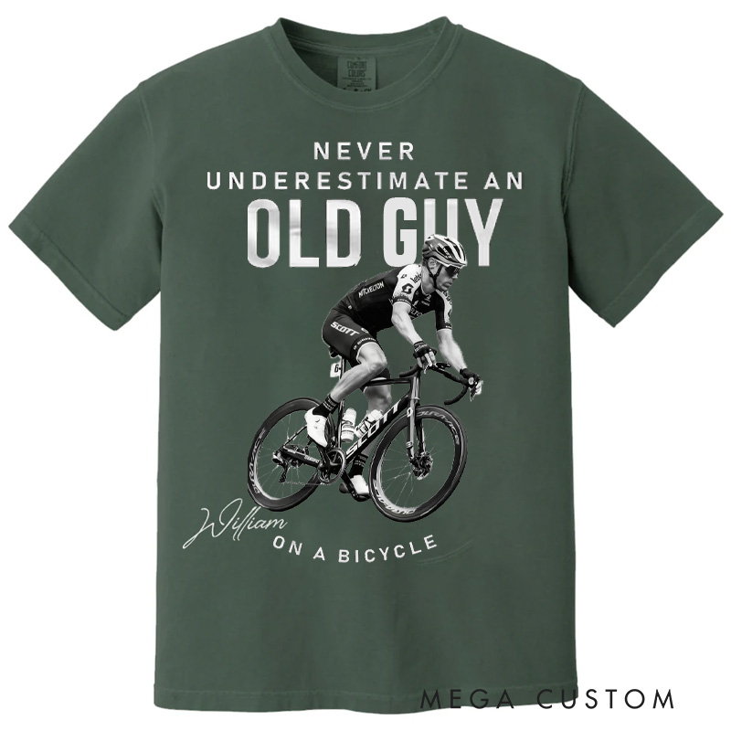 Personalized Cycling Classic T-shirt Photo Customed Mountaineer Gift Mountain Bike T-shirt Outdoors Graphic Tee