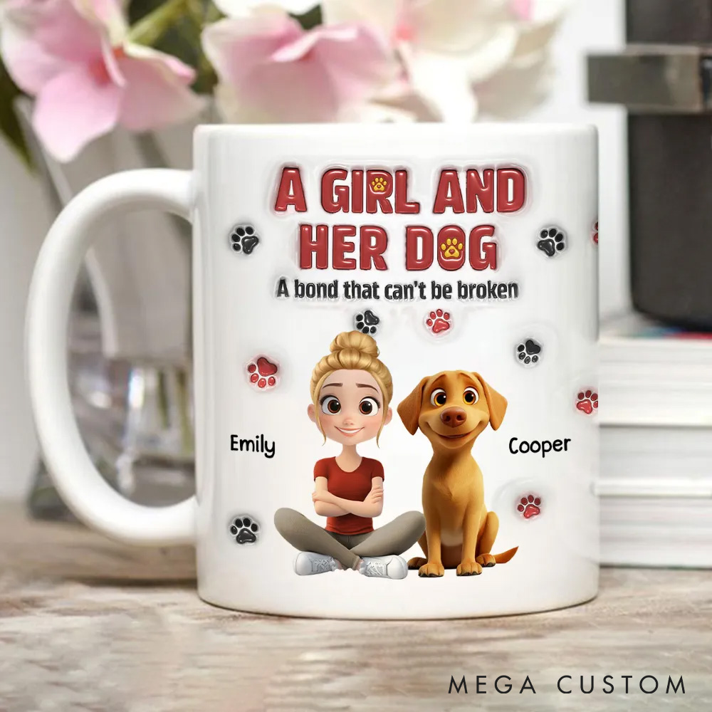 Personalized Dog Lover a Girl and Her Dog Mugs