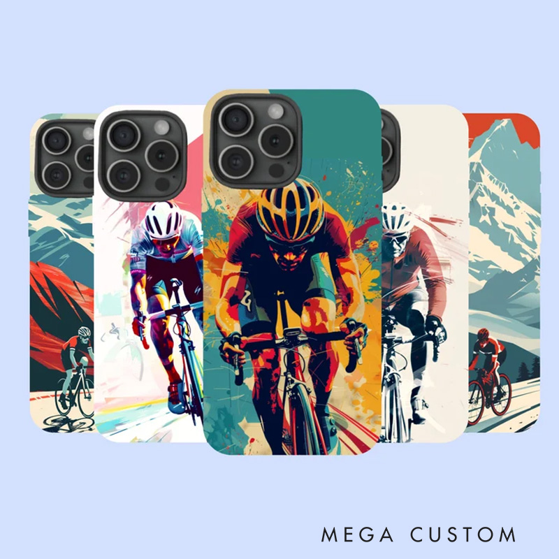 Personalized Photo Design Cycling Biking Tough Phone Cases Fit for IPhone Cycling Lovers Cyclist Riding Lovers