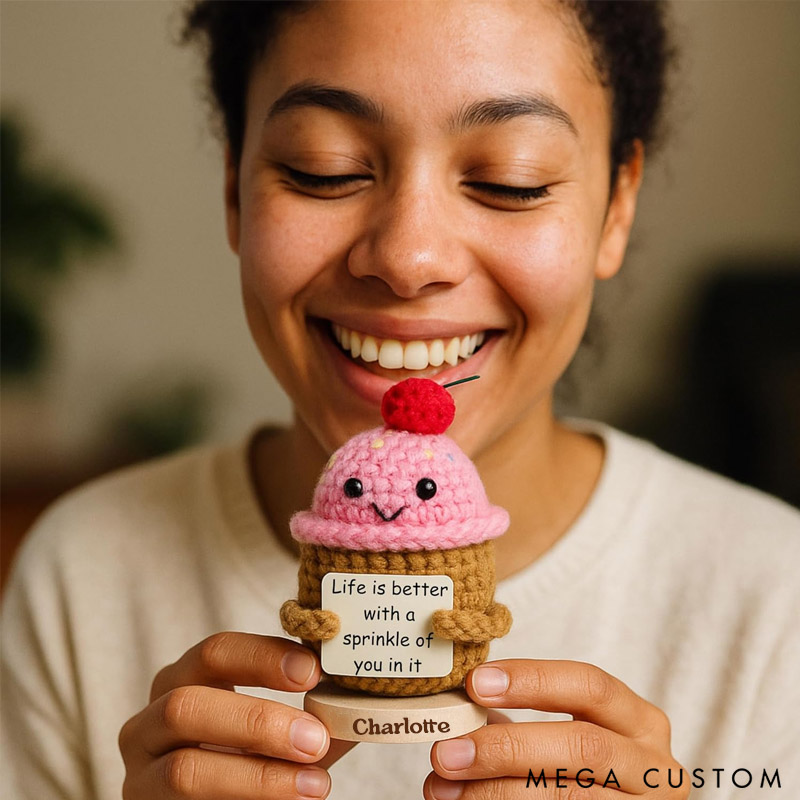 Personalized Crocheted Positive Play Doll Ornament Gift for Mom Custom Name for Crochet Lovers