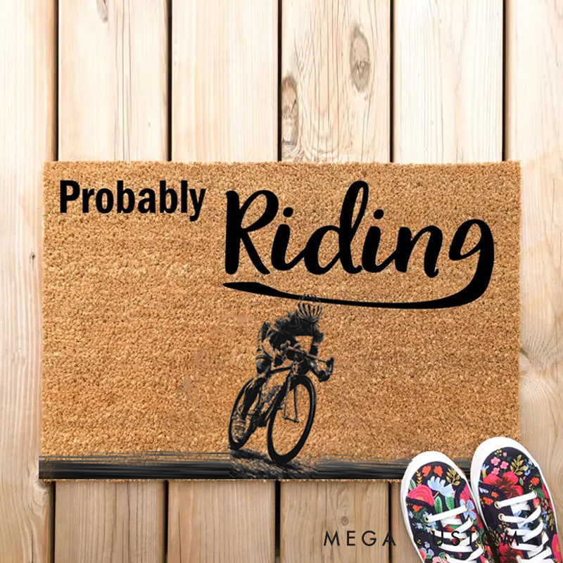 Personalized Bicycle Photo Doormat Probably Riding Dirt Bike Gift for Dad Welcome Mat Funny Doormat House Warming Front Door Funny Mat Housewarming