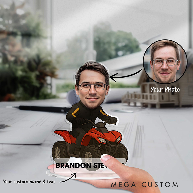 Personalized ATV Racing Portrait Desk Name Plate Acrylic Plaque Table Decor Gifts