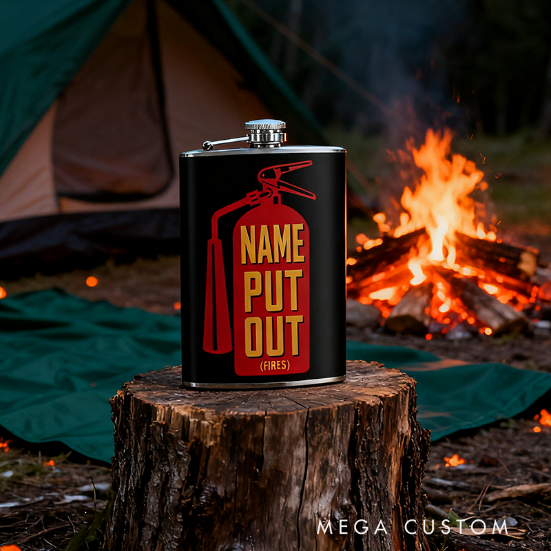 Personalized Stainless Steel Flask Put Out Fire Fire Extinguisher Design Flask Gift for Firefighters