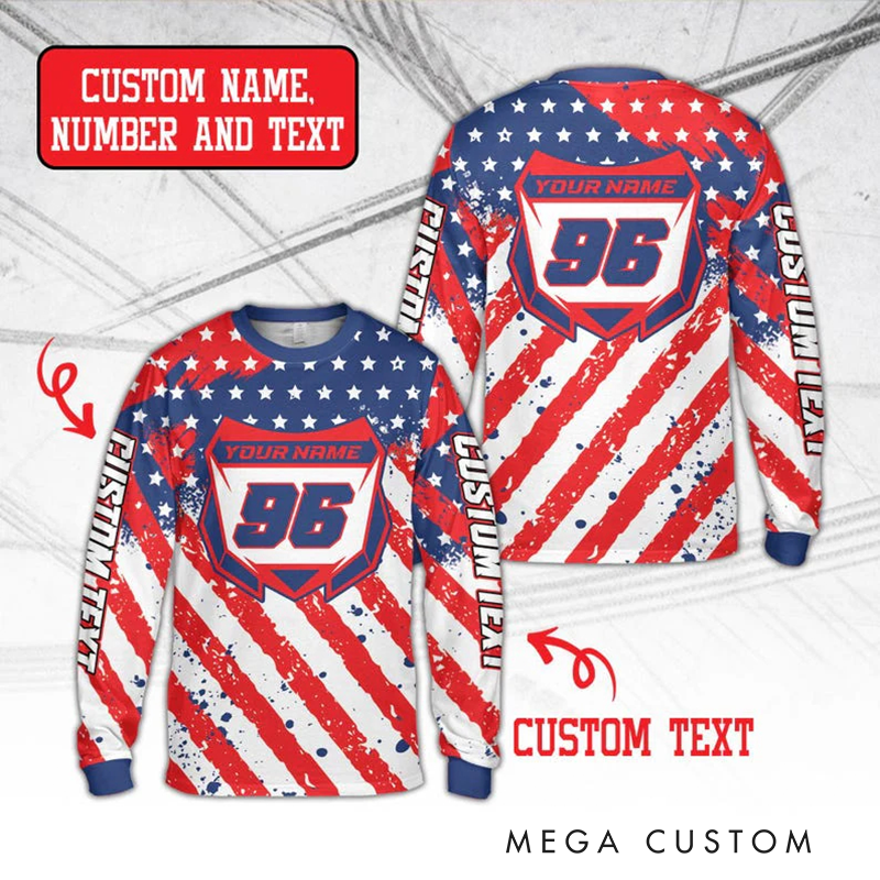Personalized Dirt Bike Long Sleeve Shirt Custom Name Motocross BMX Shirt Gift for Motocross Riders