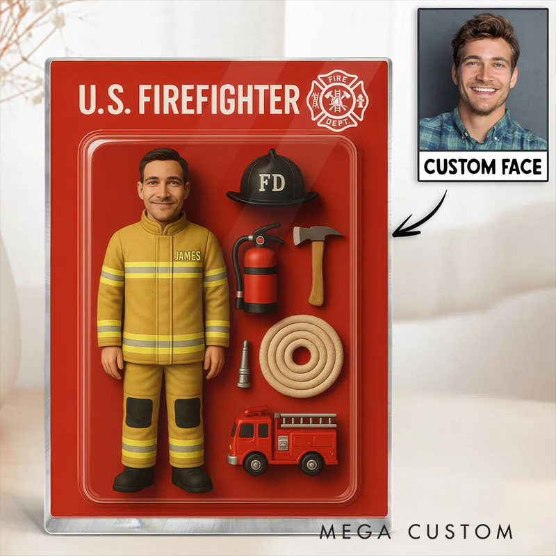 Personalized Firefighter Acrylic Block Plaque Custom Photo Perfect Memorial Holiday Gift