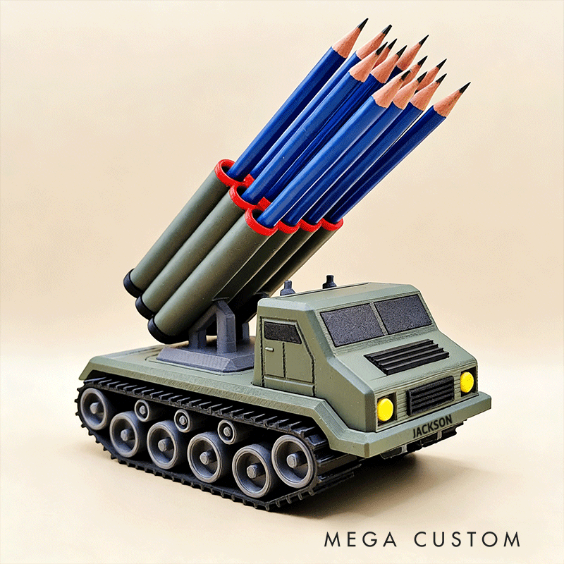 Personalized Military Tank Pen Holder Army Inspired Desk Organizer Model – Unique Gift for Office