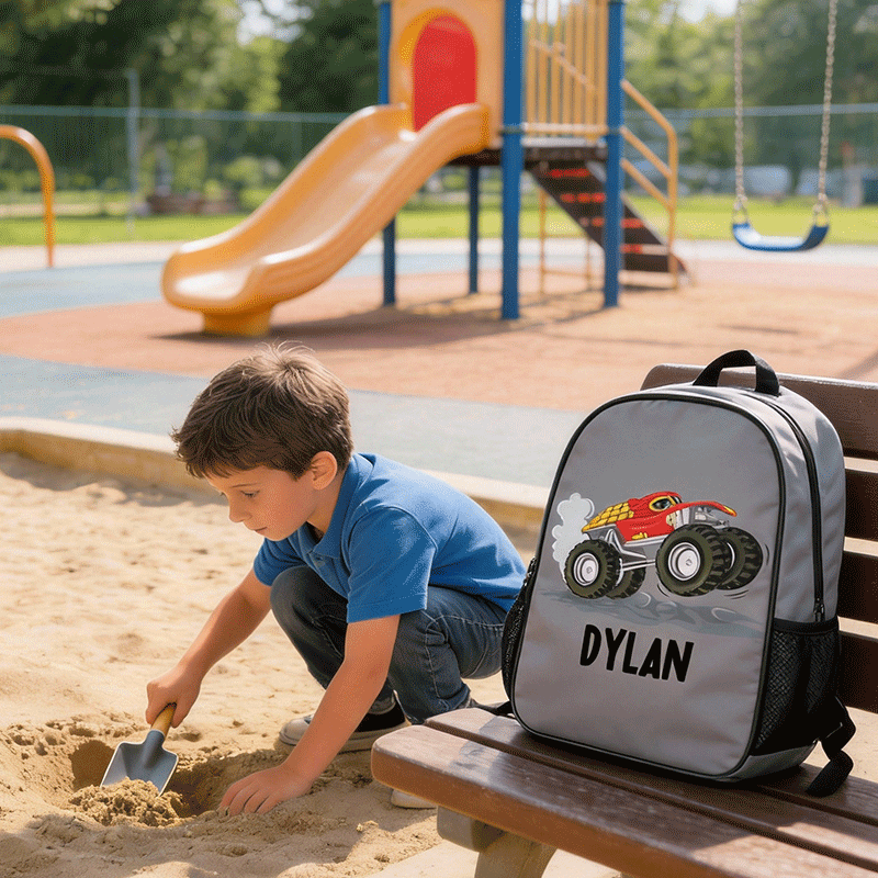 Personalized Monster Truck Backpack with Custom Name Unique Backpack for Kids
