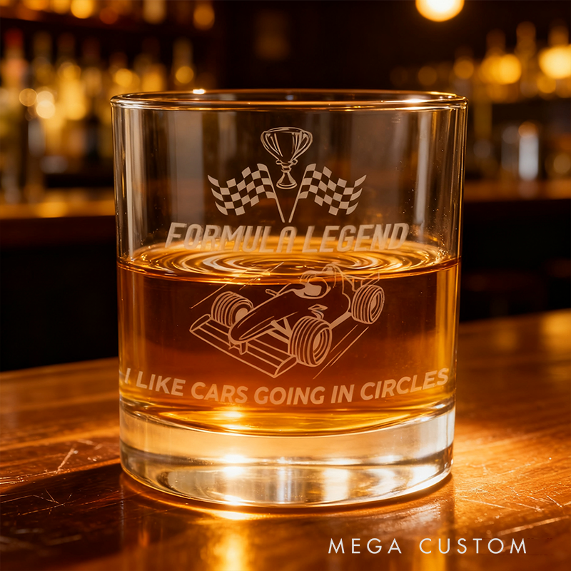 Personalized Formula Legend Engraved Whiskey Glass Custom Name Old Fashioned Tumbler Gift for Racing Lovers
