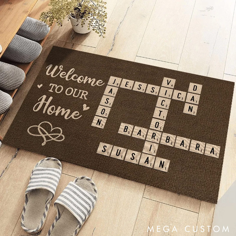 Personalized Family Name Puzzle Rug Welcome to Our Home Custom Doormat Perfect Housewarming Gift Durable Entryway Mat for New Home Indoor Outdoor Decor