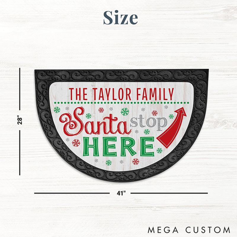Personalized Santa Stop Here Doormat Custom Family Name Christmas Rug Perfect Housewarming Gift for New Home