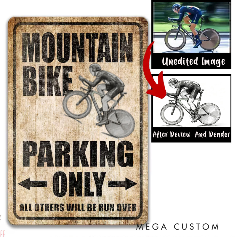 Personalized Photo Design Mountain Bike Parking Only Sign Mountain Biker Sign Mountain Biking Lover Gift