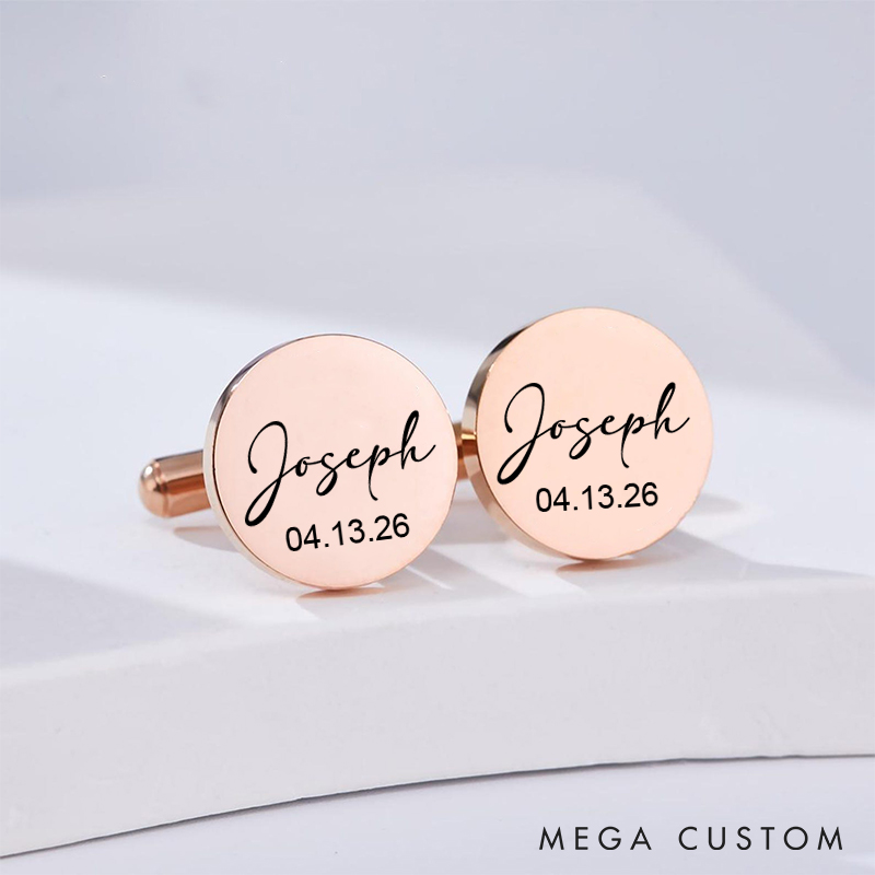 Personalized Engraved Groom Groomsman Cufflinks Elegant Wedding Party Gifts Cufflinks Best Man Gift Stainless Steel Cuff Link for Men