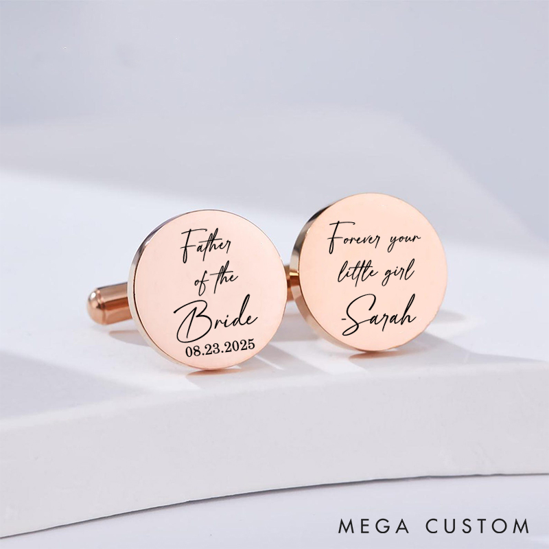 Personalized Father of the Bride Cufflinks Engraved  Steel Cufflinks for Bride Dad Wedding Favors Cufflink for Dad