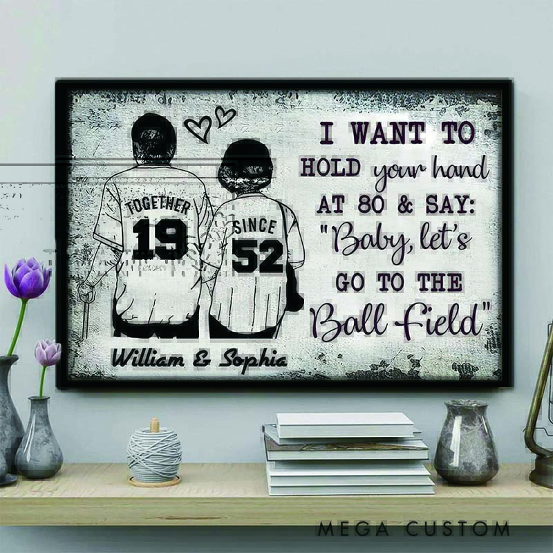 Personalized Baseball Double Canvas and Poster Customizable with Name and Number
