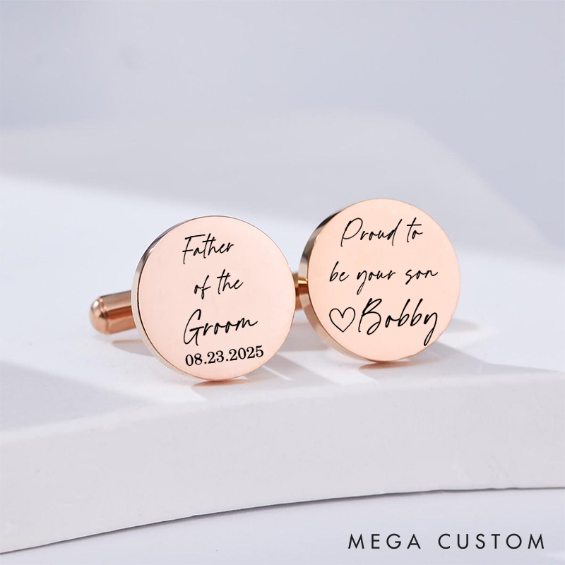 Personalized Father of the Groom Cufflink Engraved Cufflinks for Groom Dad Wedding Gift Cuff Link for Dad Bachelor Favors Cufflinks